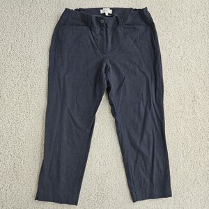 Talbots 14W Black Cropped Slacks Pants Trousers Heritage Elastic Waist Office